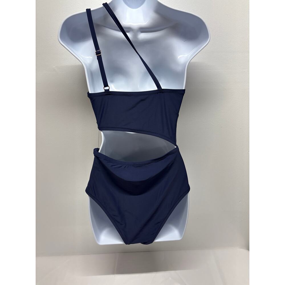 women one shoulder cut- out one piece swimsuit Medium monokini bathing suitNWT - Picture 3 of 8